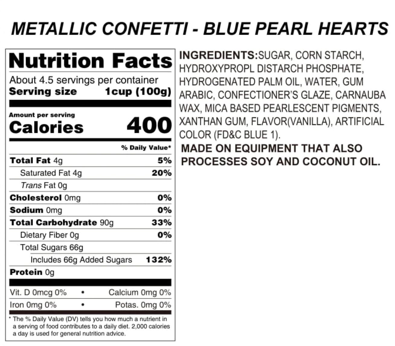Blue Pearl Hearts Metallic Confetti
