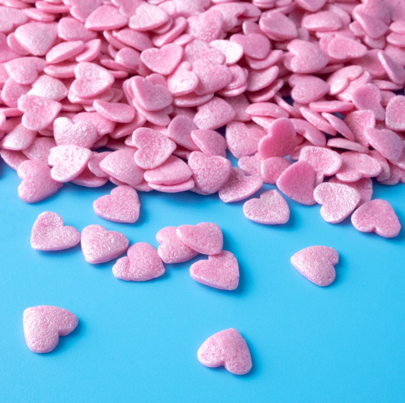 Pink Pearl Hearts Metallic Confetti