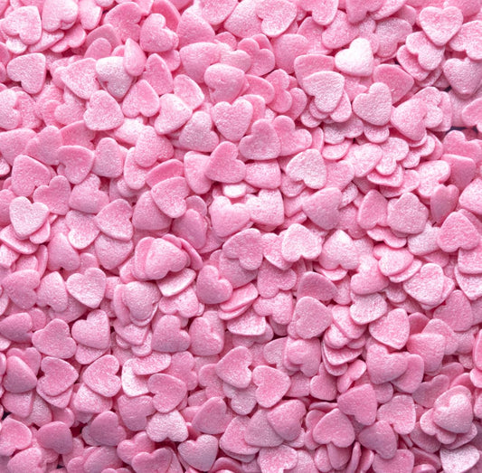 Pink Pearl Hearts Metallic Confetti